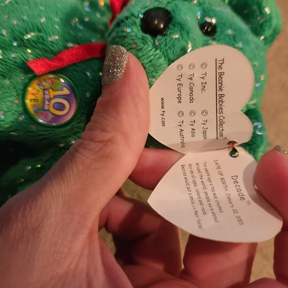 Lot of 4 TY Beanie Babies - Bears (Decade, Curly, Teddy, & Dazzler) 3 w/ Tags - Picture 14 of 15